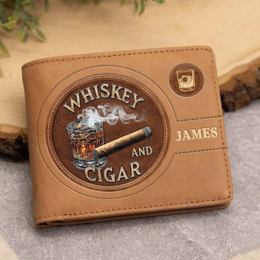 Portefeuille en cuir personnalisé Whiskey And Cigar - Whiskey And Cigar