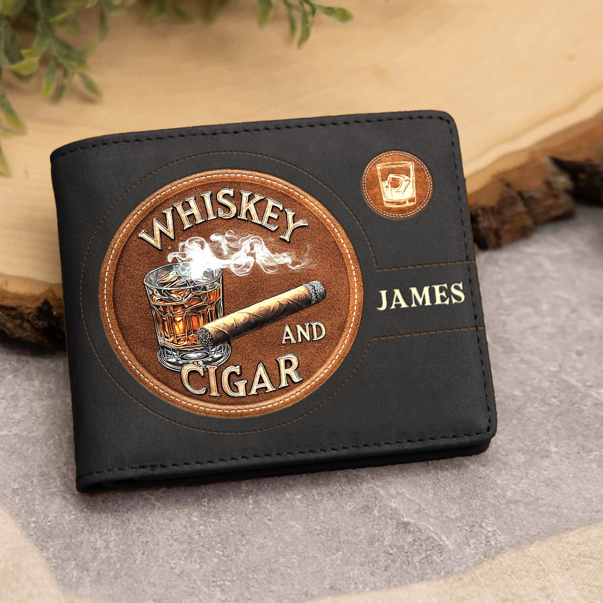 Portefeuille en cuir personnalisé Whiskey And Cigar - Whiskey And Cigar