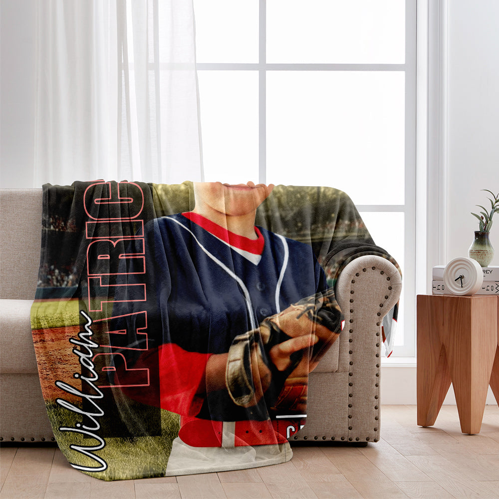 Couverture de baseball personnalisée avec photo, nom, école...