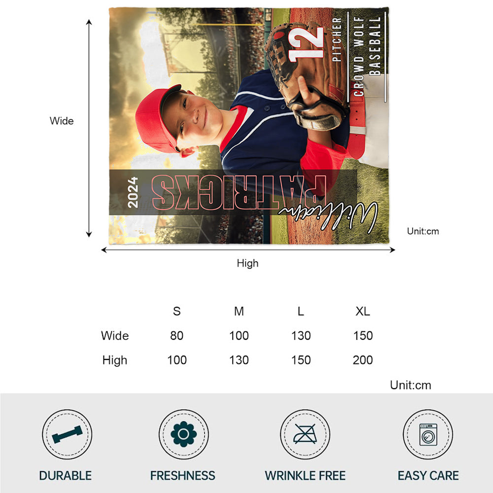 Any Photo, Name, School... - Personalized Baseball Blanket