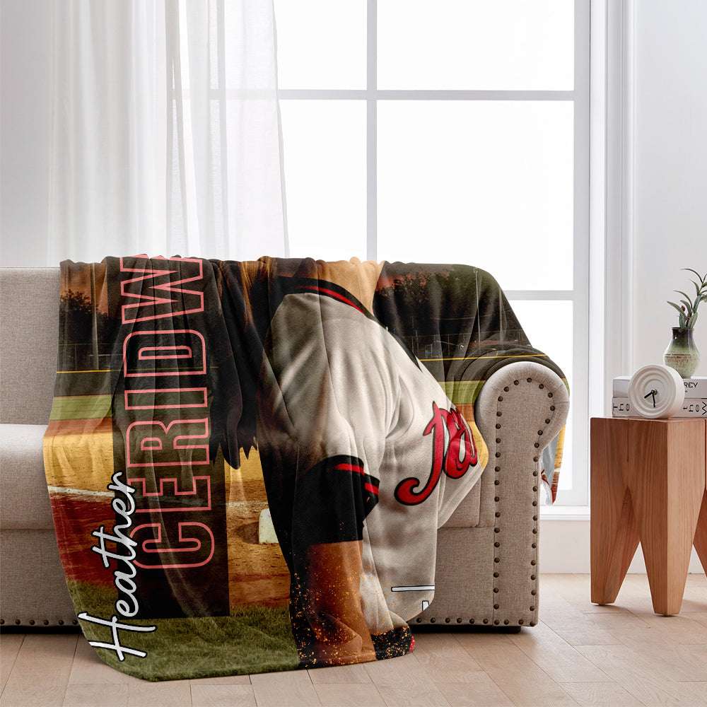 Any Photo, Name, School... - Personalized Softball Blanket