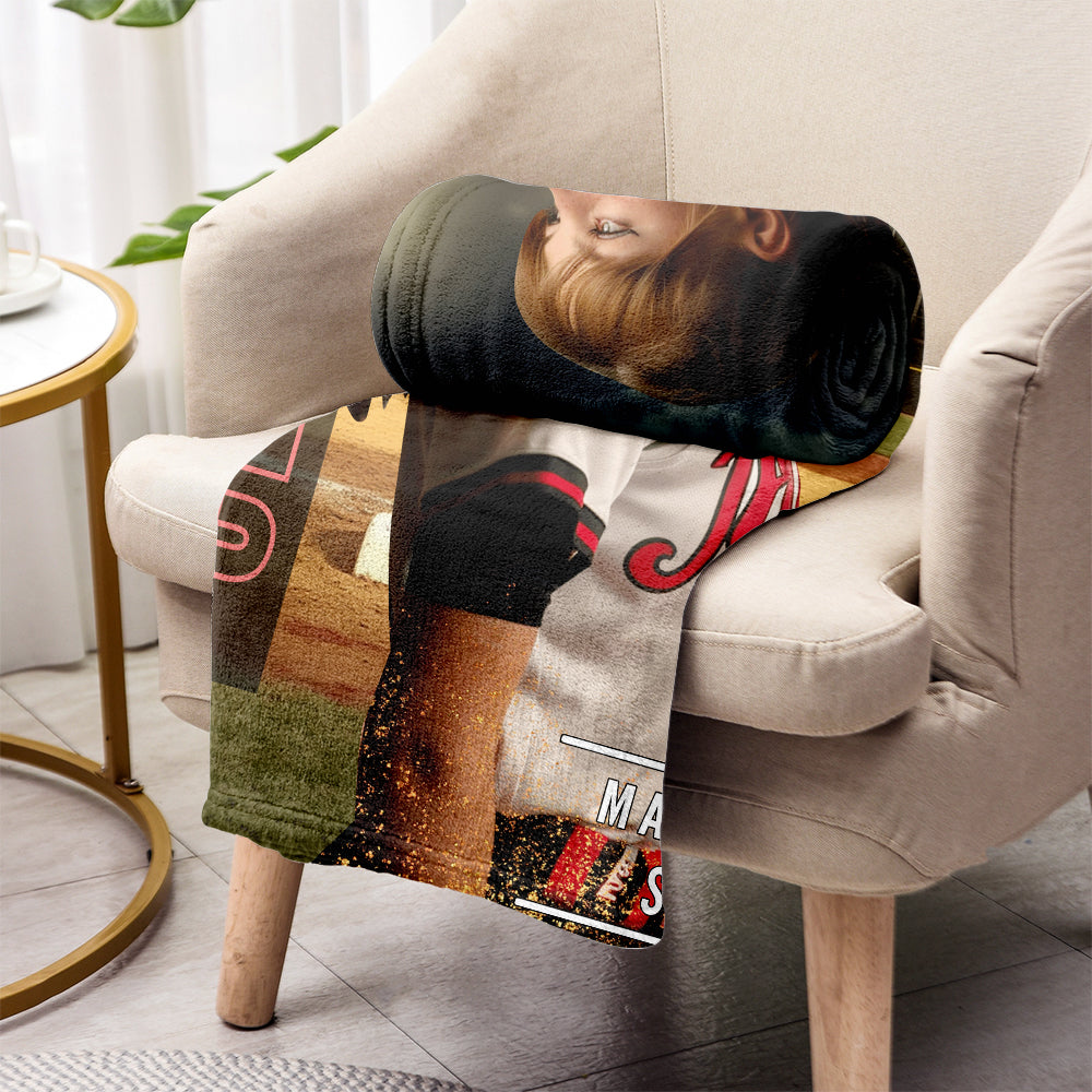 Any Photo, Name, School... - Personalized Softball Blanket