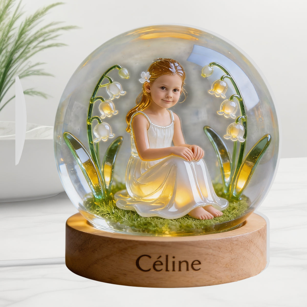 Veilleuse LED acrylique personnalisée avec photo et fleur de naissance - Veilleuse LED acrylique - Un cadeau d'amour-propre unique