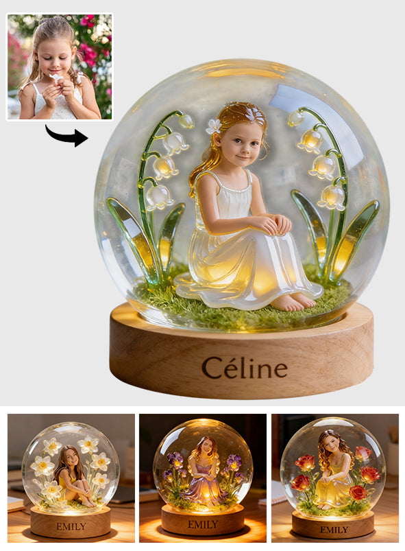 Veilleuse LED acrylique personnalisée avec photo et fleur de naissance - Veilleuse LED acrylique - Un cadeau d'amour-propre unique