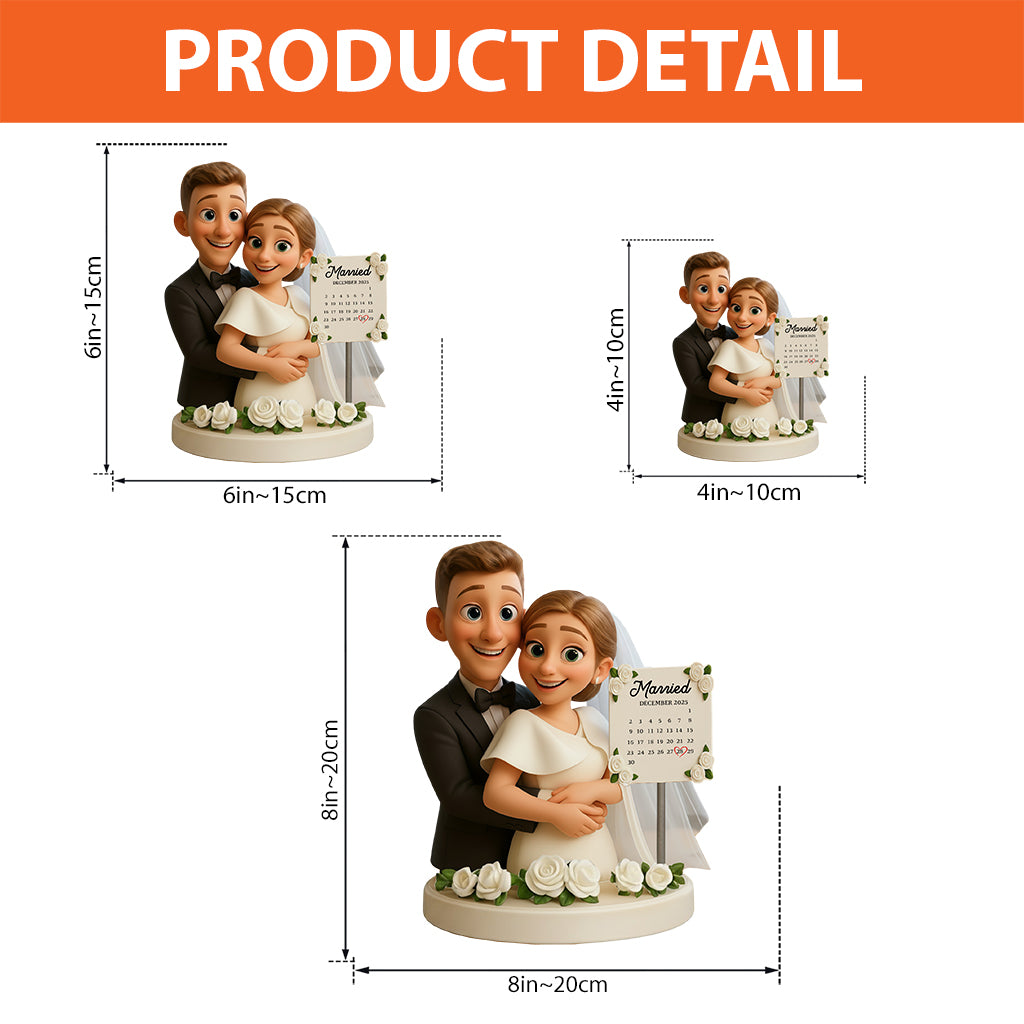Wedding Happy Anniversary Gift Cartoonish Style - Personalized Couple Custom Shaped Acrylic Plaque