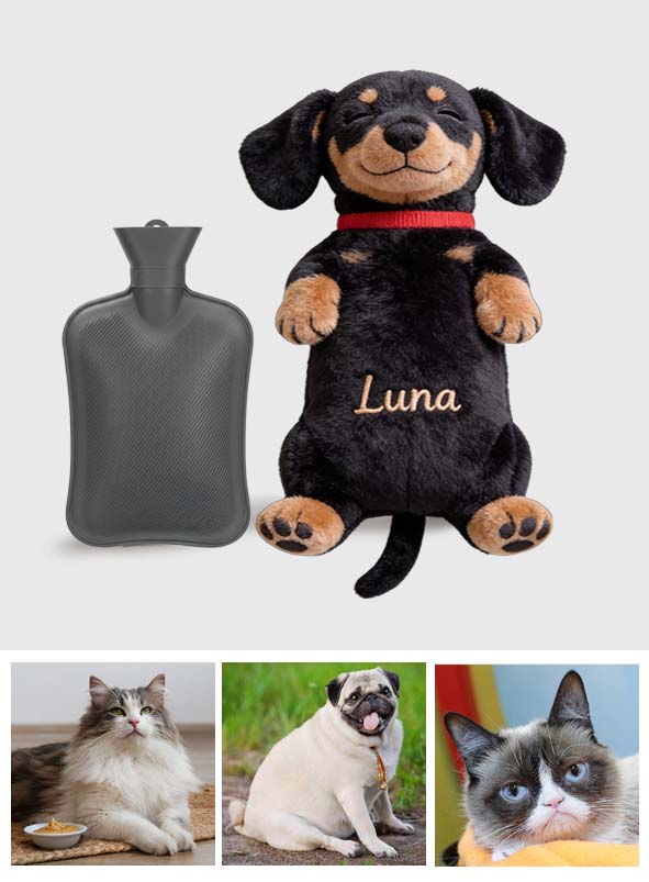 Bouteille chauffante personnalisée pour chien avec couvercle, à partir de n'importe quelle photo