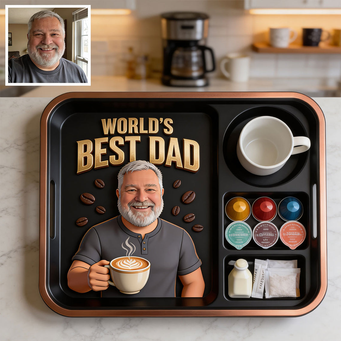 Papa liebt Kaffee - Personalisierbares Kaffeetablett
