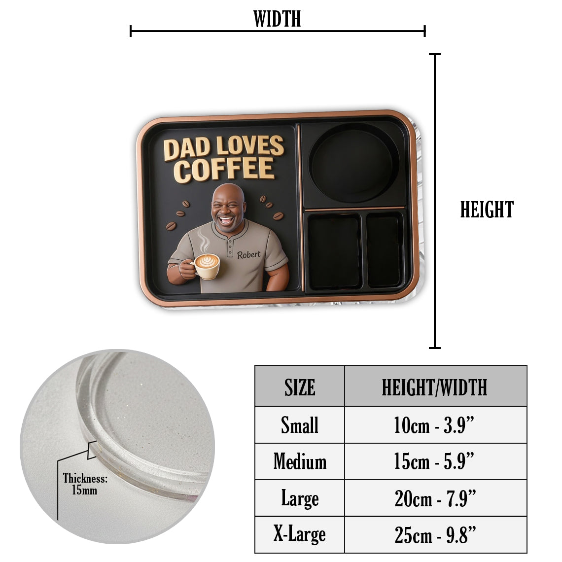Papa liebt Kaffee - Personalisierbares Kaffeetablett