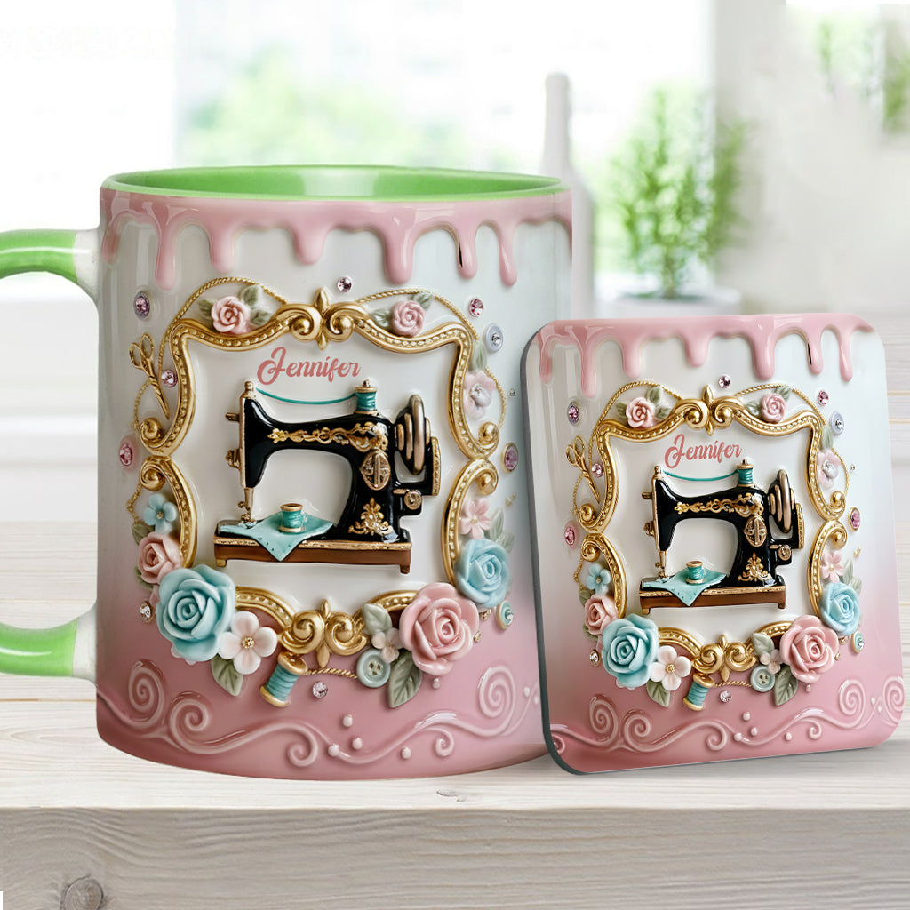 Stunning Sewing Machine - Personalized Sewing Accent Mug & Coaster