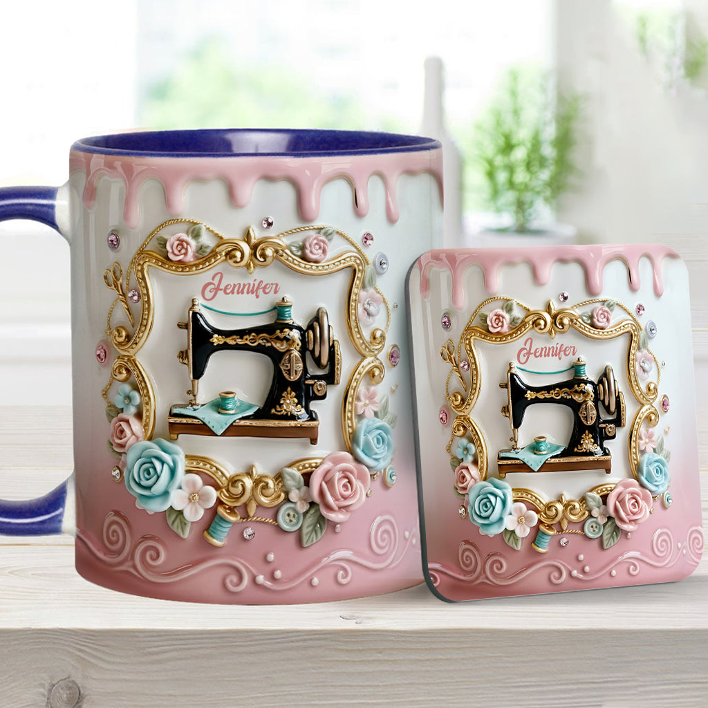 Stunning Sewing Machine - Personalized Sewing Accent Mug & Coaster