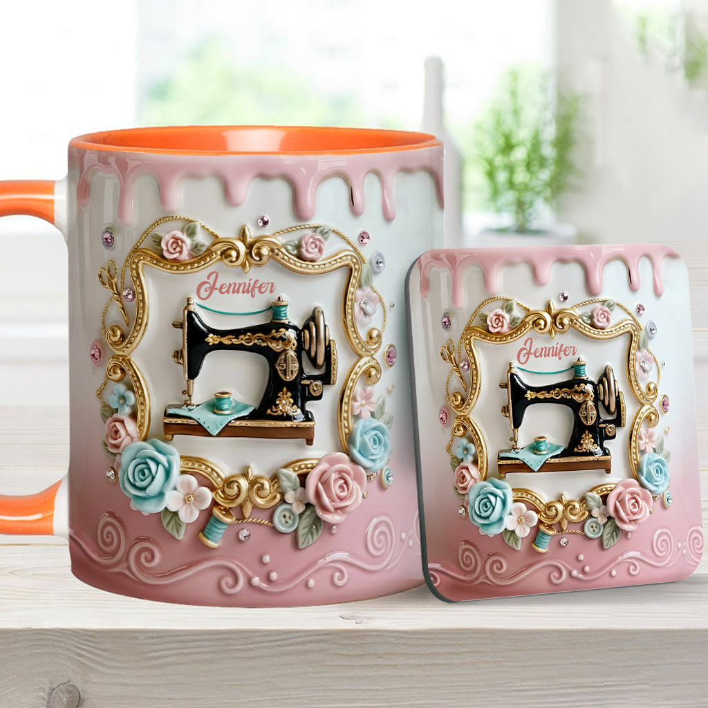 Stunning Sewing Machine - Personalized Sewing Accent Mug & Coaster