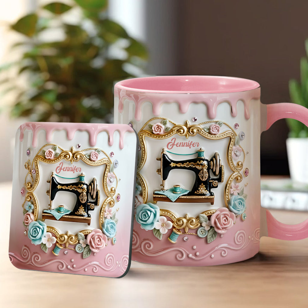 Stunning Sewing Machine - Personalized Sewing Accent Mug & Coaster