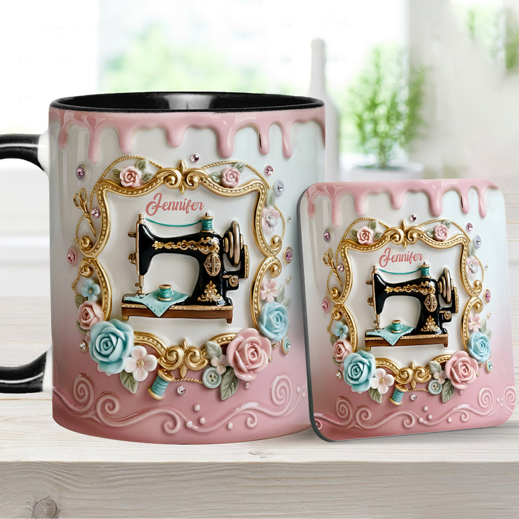 Stunning Sewing Machine - Personalized Sewing Accent Mug & Coaster