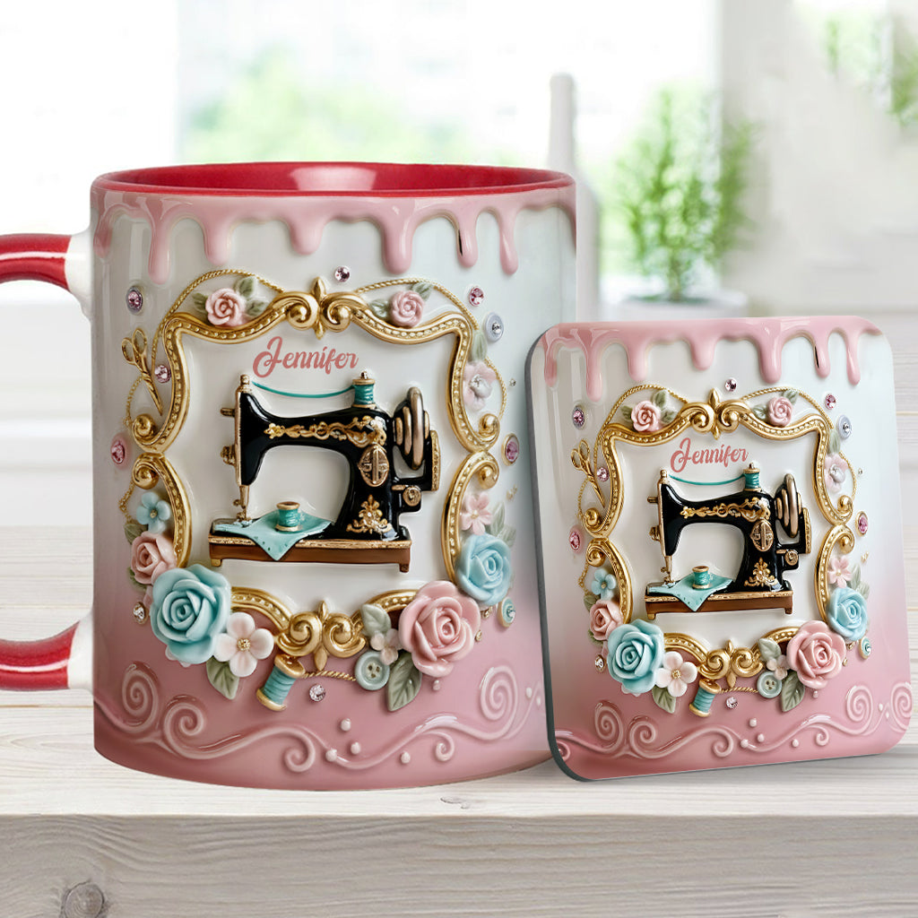 Stunning Sewing Machine - Personalized Sewing Accent Mug & Coaster