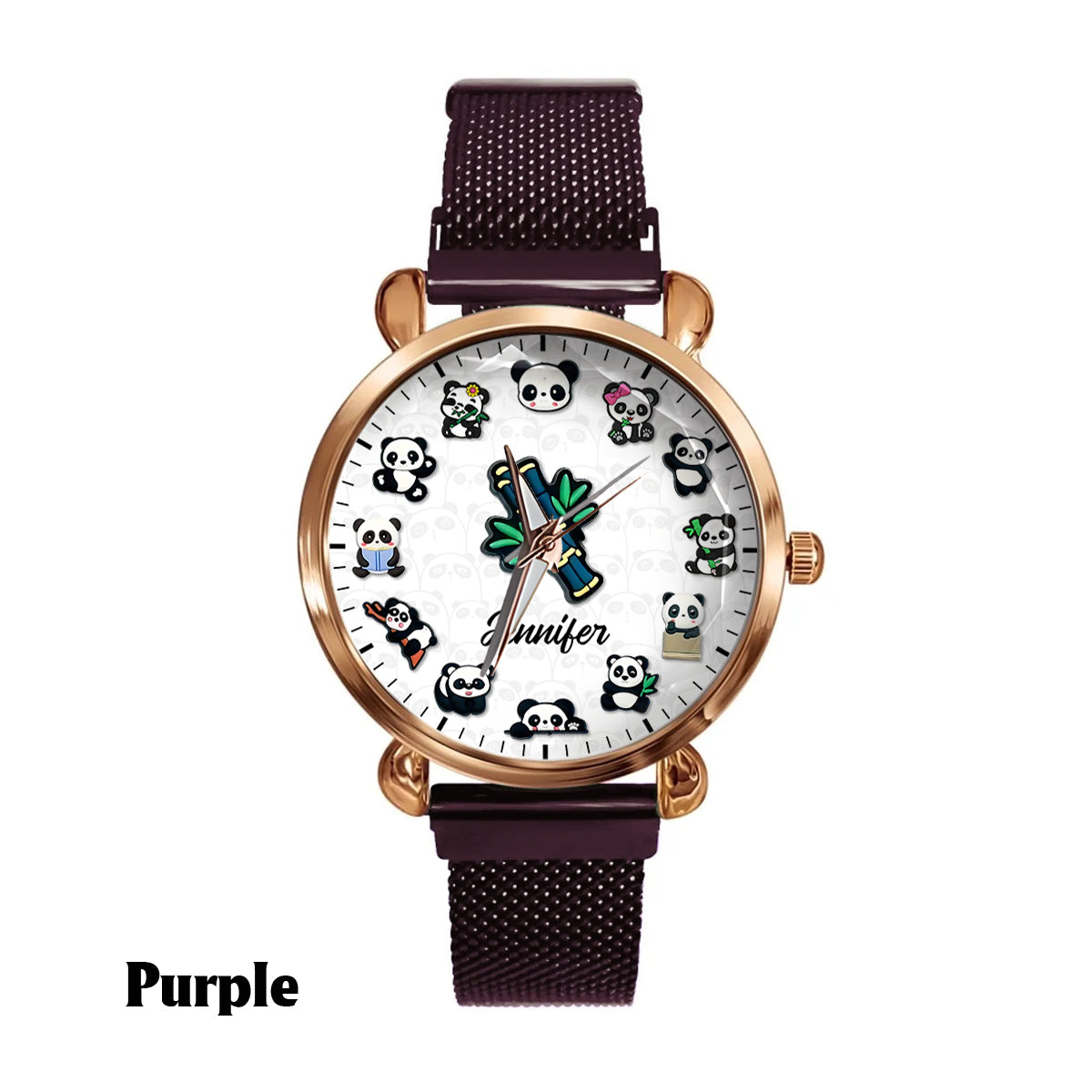 Montre-bracelet personnalisée Panda Lover pour femme