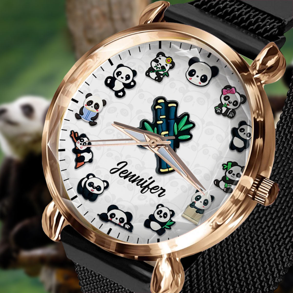 Montre-bracelet personnalisée Panda Lover pour femme