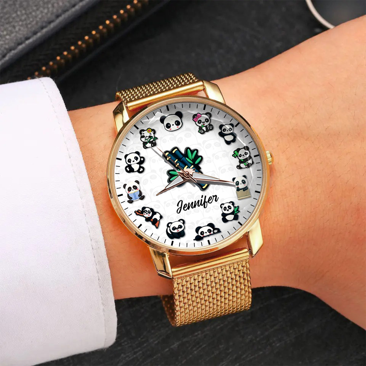 Montre-bracelet personnalisée Panda Lover pour femme