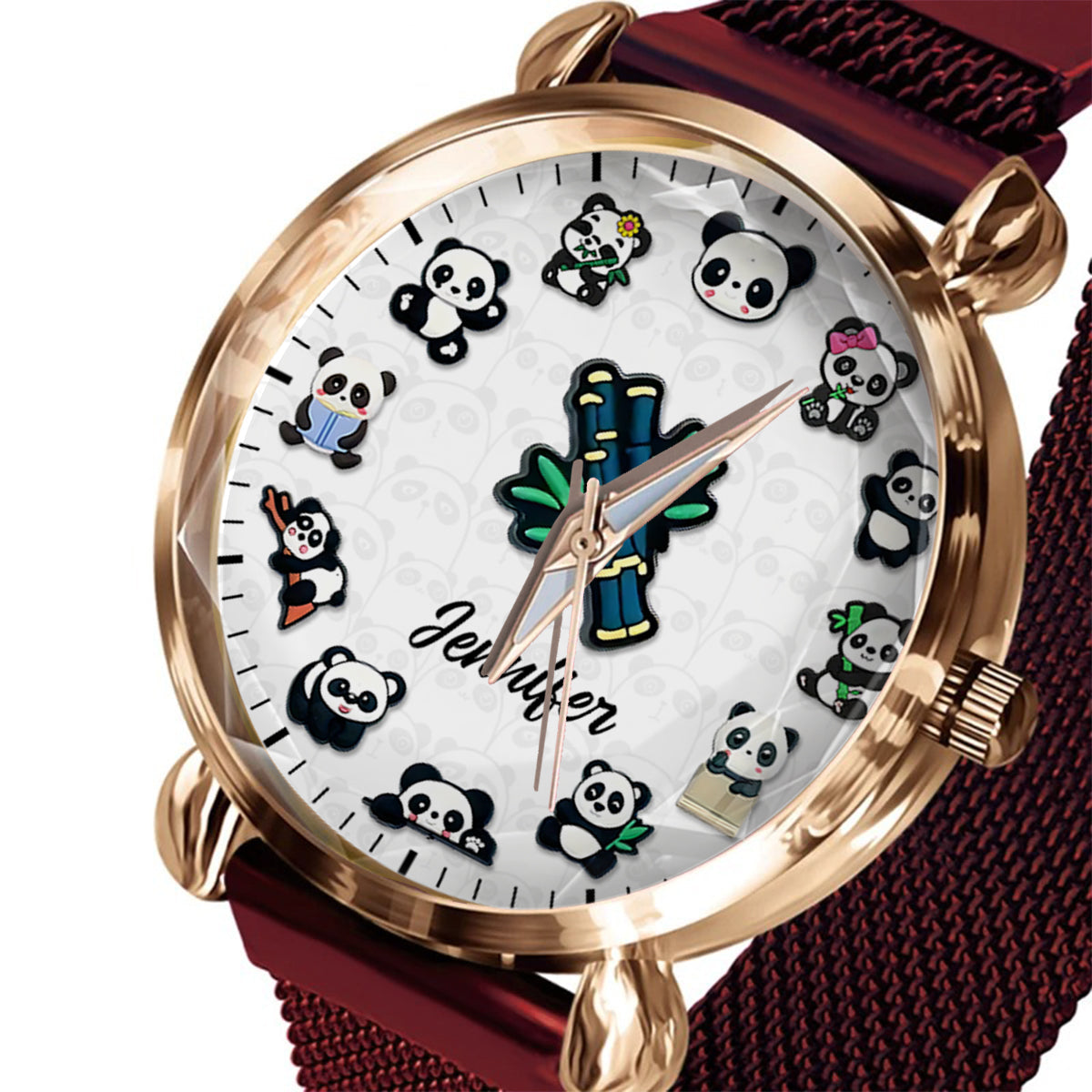 Montre-bracelet personnalisée Panda Lover pour femme