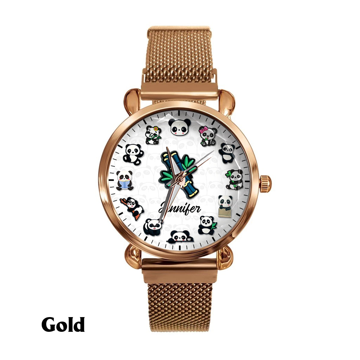 Montre-bracelet personnalisée Panda Lover pour femme