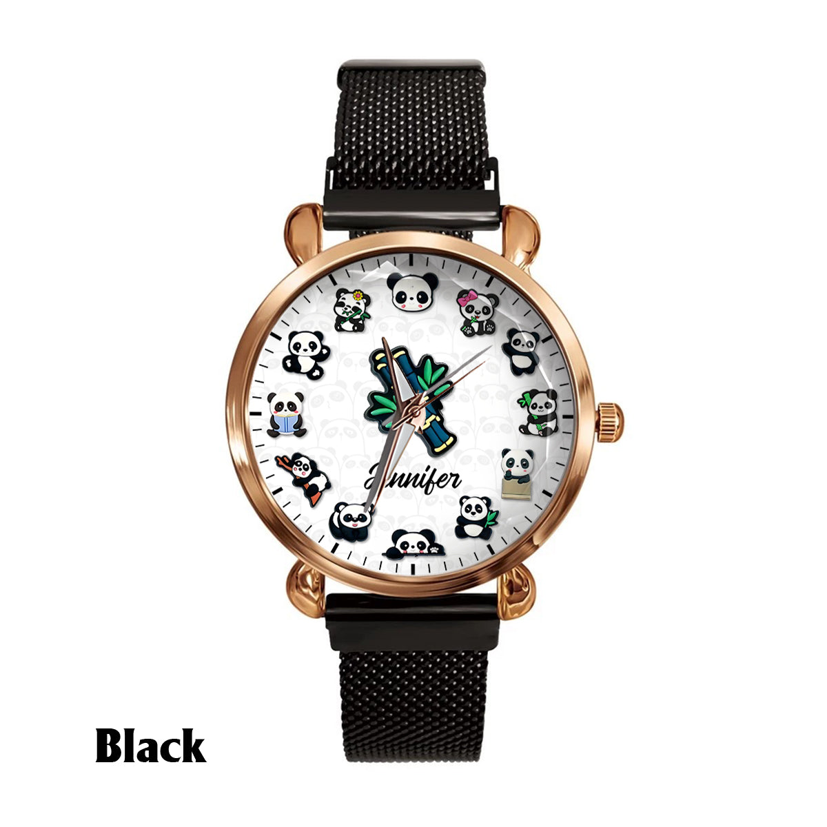 Montre-bracelet personnalisée Panda Lover pour femme