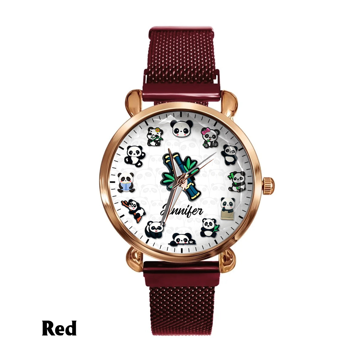 Montre-bracelet personnalisée Panda Lover pour femme