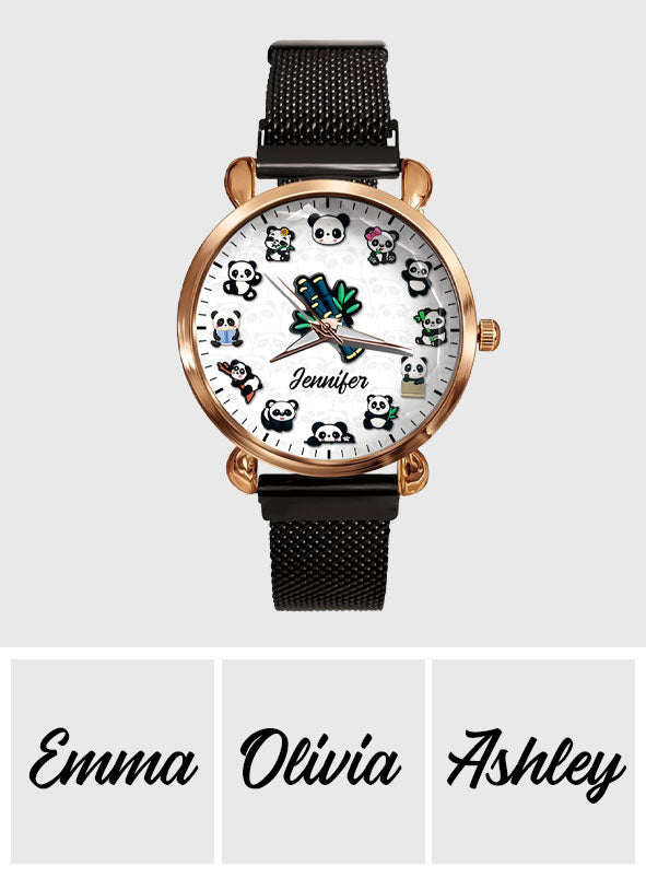 Montre-bracelet personnalisée Panda Lover pour femme