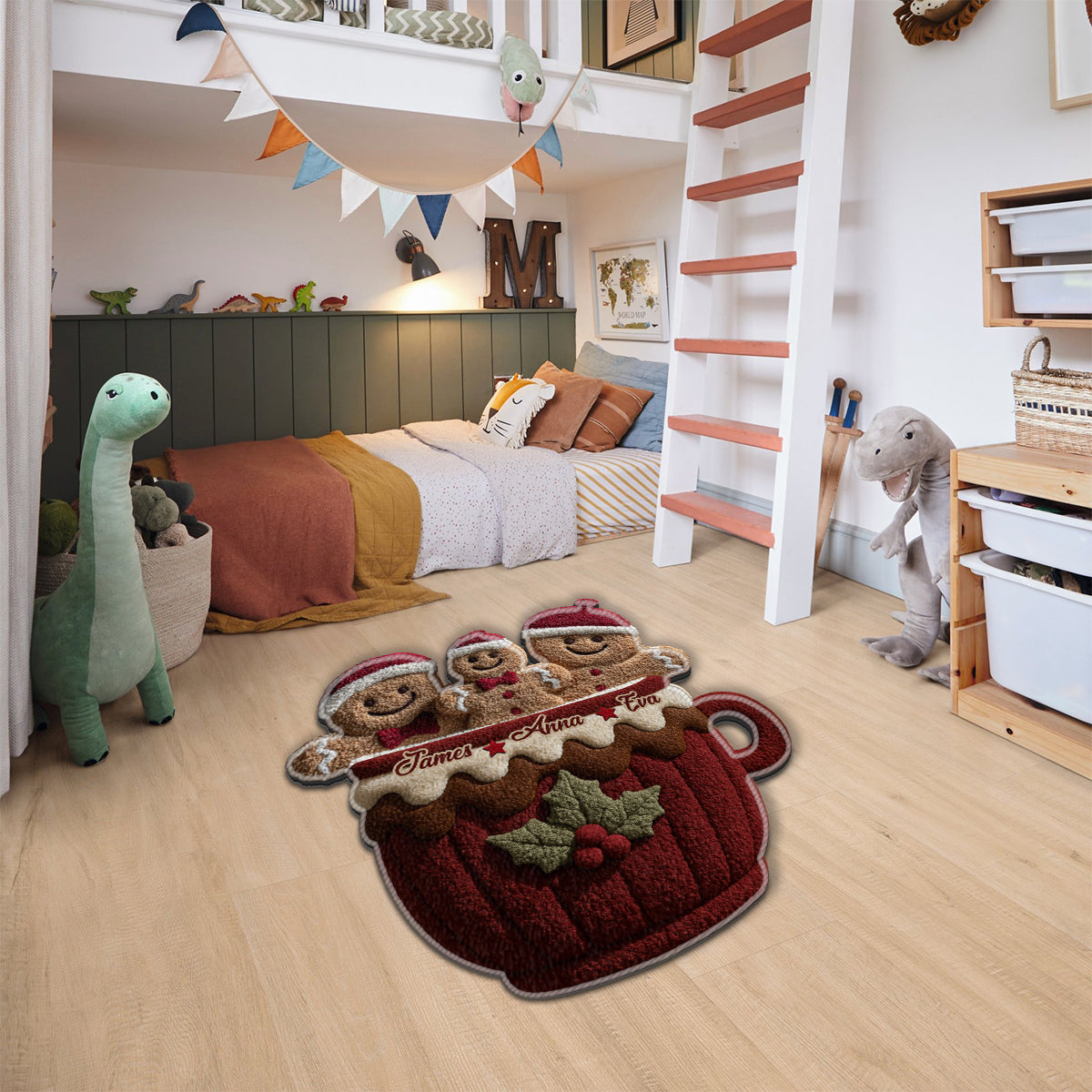 Gingerbread Christmas Family - Personalized Family Non-Slip Tufted Rug