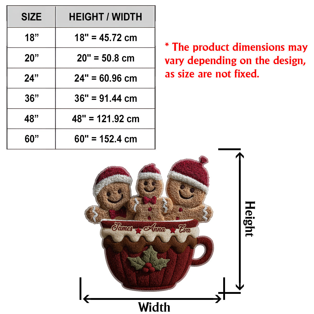 Gingerbread Christmas Family - Personalized Family Non-Slip Tufted Rug