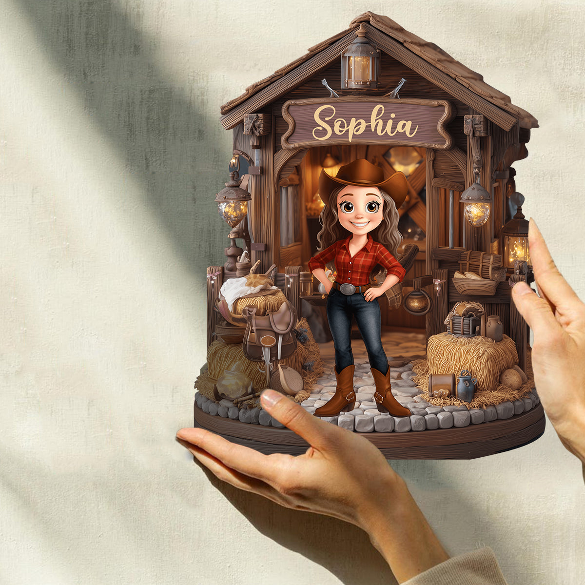 Cowgirl's Barn - Personalized Cowgirl Custom Shaped Wood Plaque