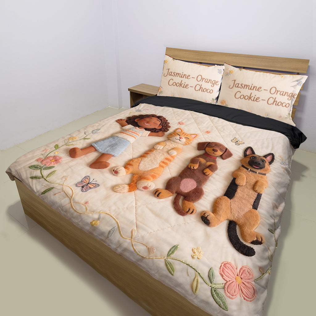 Upload Photo With Pets - Personalized Dog Bedding Set
