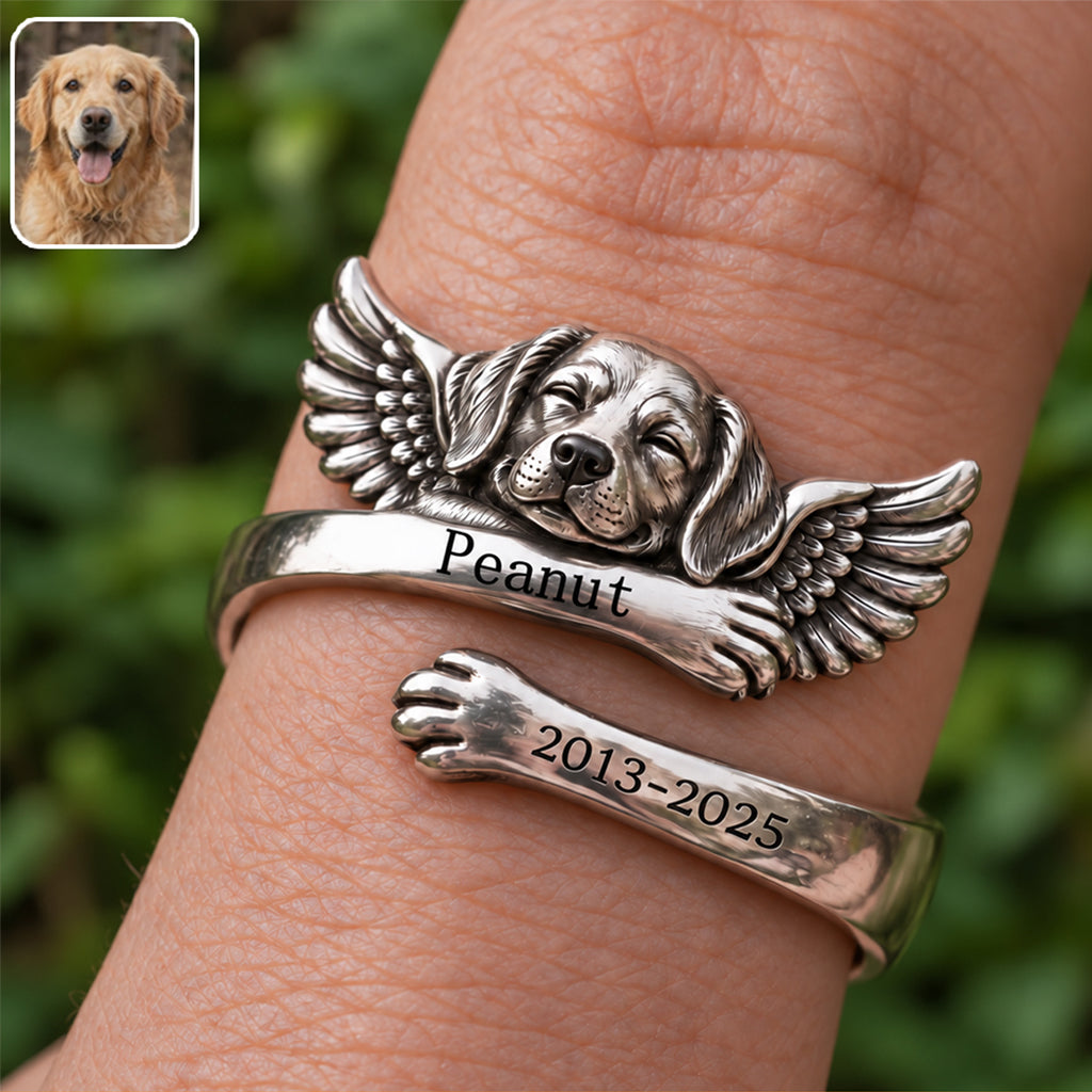 I Will Carry You With Me Until We See Again - Personalized Dog Adjustable Shaped Ring