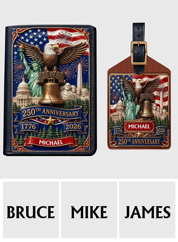 250th Anniversary - Personalized Independence Day/ 4th of July Passport Holder & Luggage Tag Set