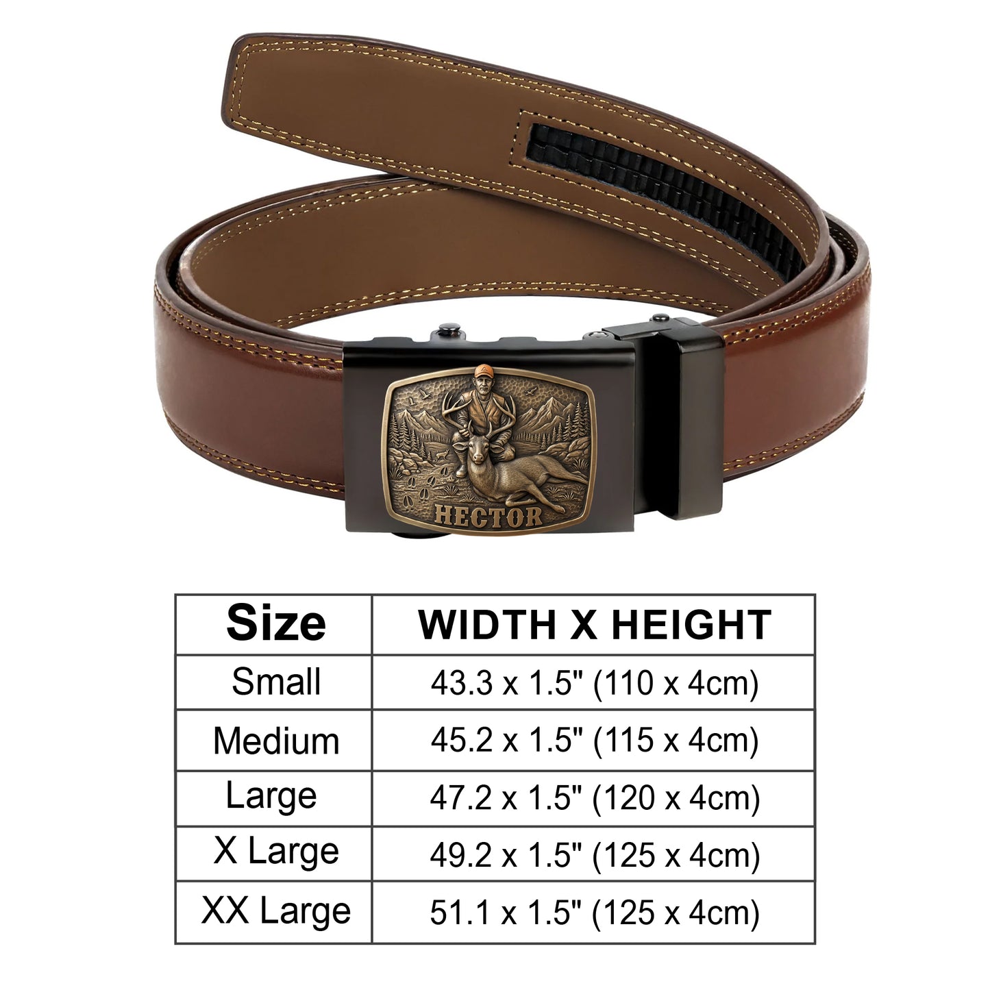 Custom Initial Name Letter Hunting Lover - Personalized Hunting Leather Belt With Shaped Buckle