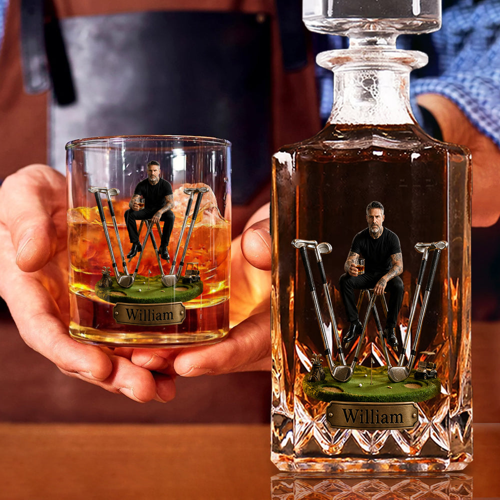 Alphabet Initial For Golf Lovers - Personalized Golf Whiskey Decanter Set