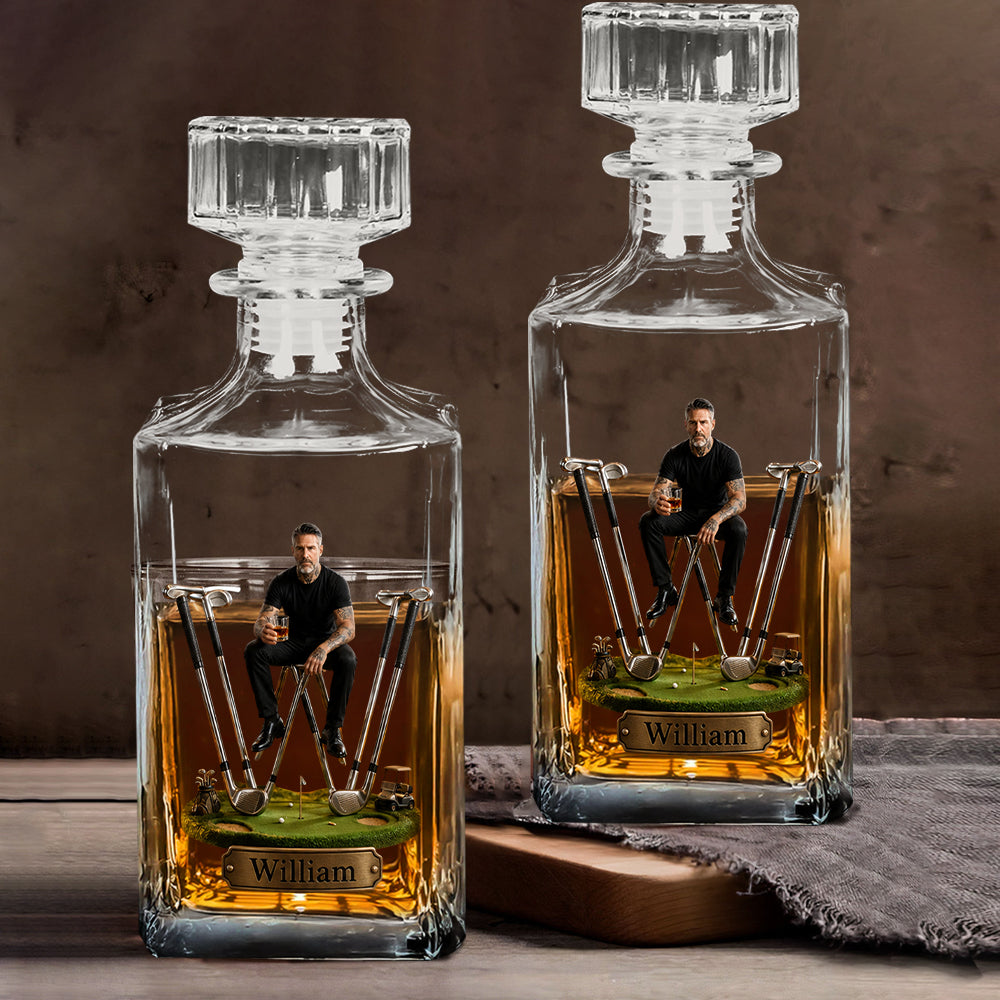 Alphabet Initial For Golf Lovers - Personalized Golf Whiskey Decanter Set