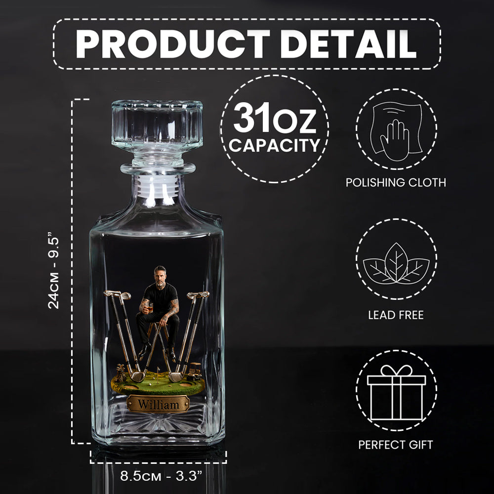 Alphabet Initial For Golf Lovers - Personalized Golf Whiskey Decanter Set