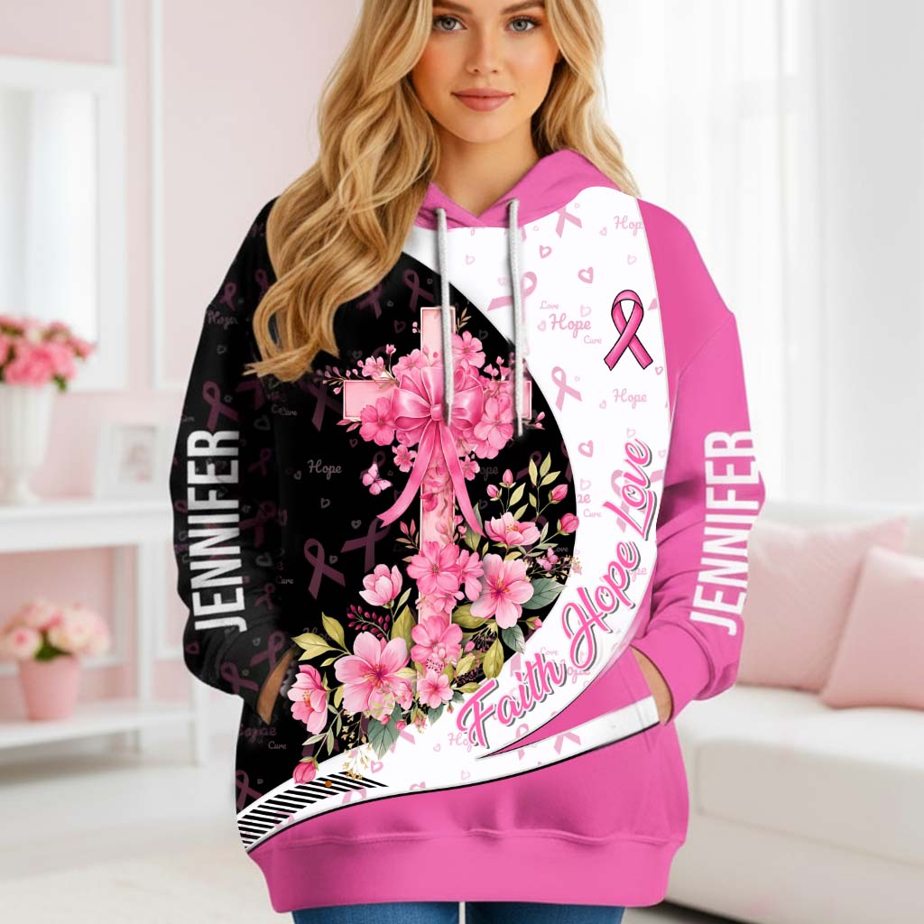 Breast Cancer Awareness – Faith Hope Love - Personalized Breast Cancer Awareness All Over Shirt