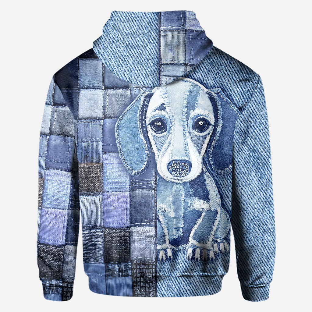 T-shirt personnalisé « J’adore les teckels » avec un chien.