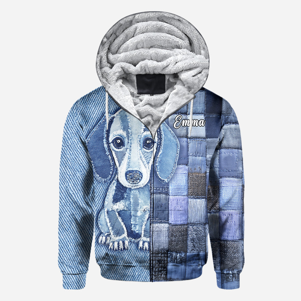 T-shirt personnalisé « J’adore les teckels » avec un chien.