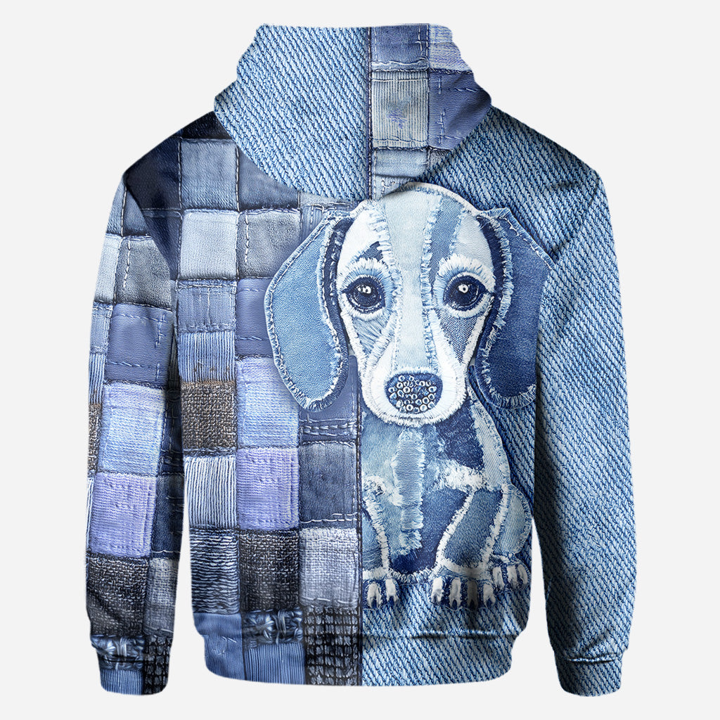 T-shirt personnalisé « J’adore les teckels » avec un chien.