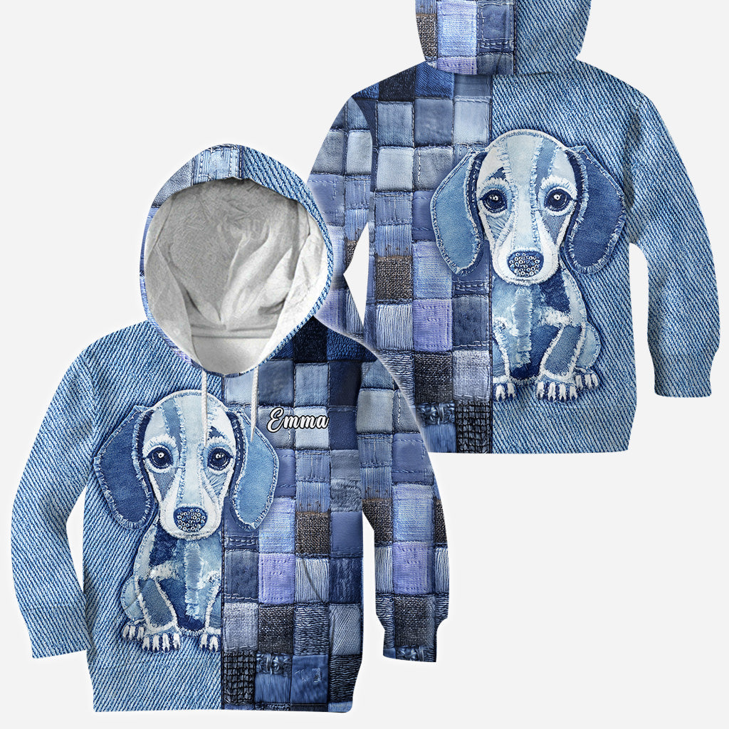 T-shirt personnalisé « J’adore les teckels » avec un chien.