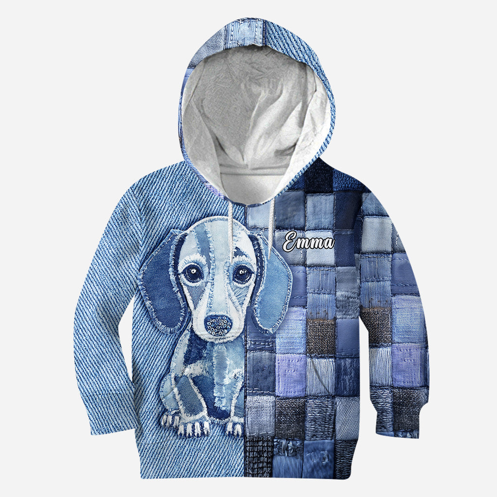 T-shirt personnalisé « J’adore les teckels » avec un chien.