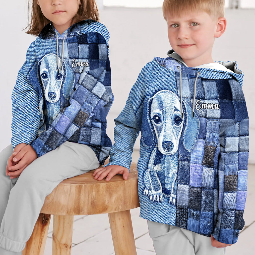 T-shirt personnalisé « J’adore les teckels » avec un chien.