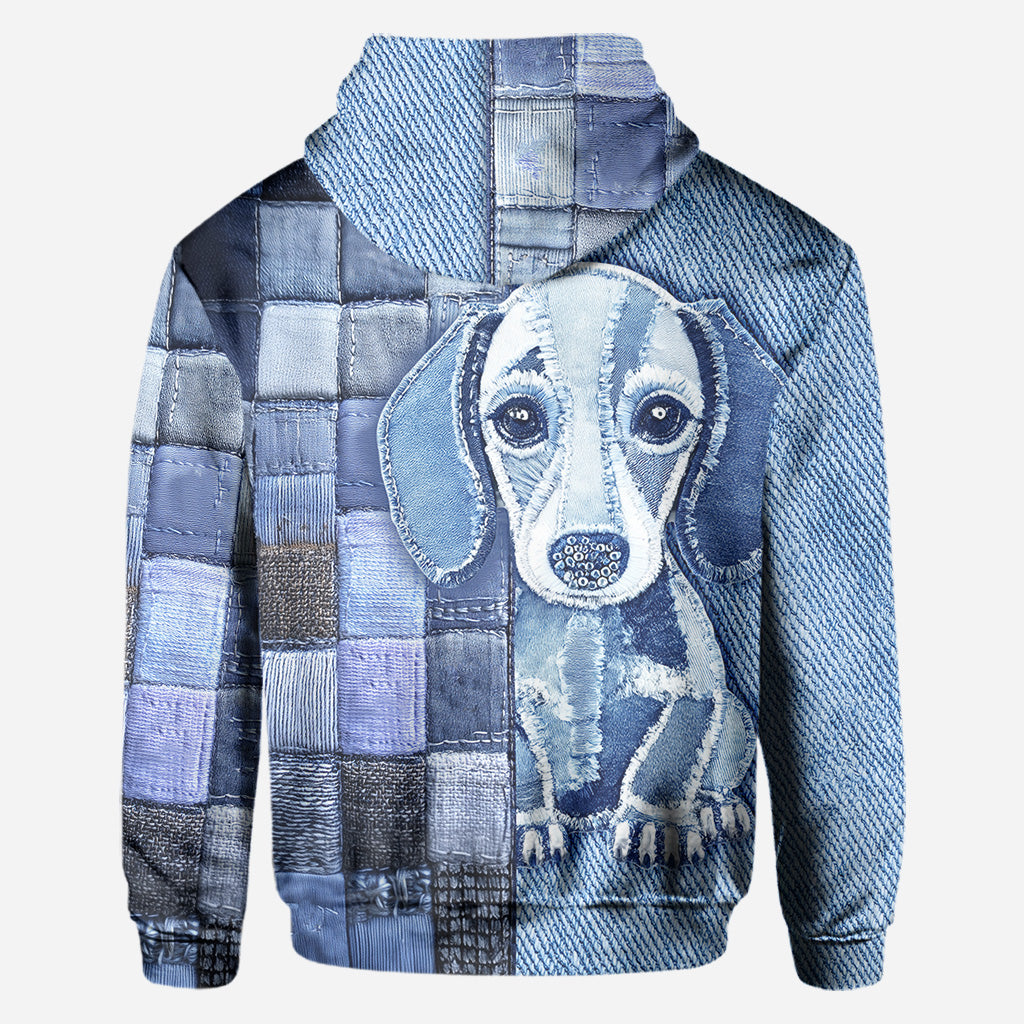 T-shirt personnalisé « J’adore les teckels » avec un chien.