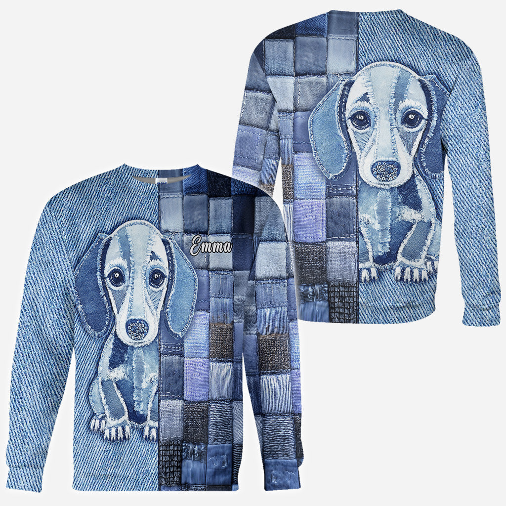 T-shirt personnalisé « J’adore les teckels » avec un chien.