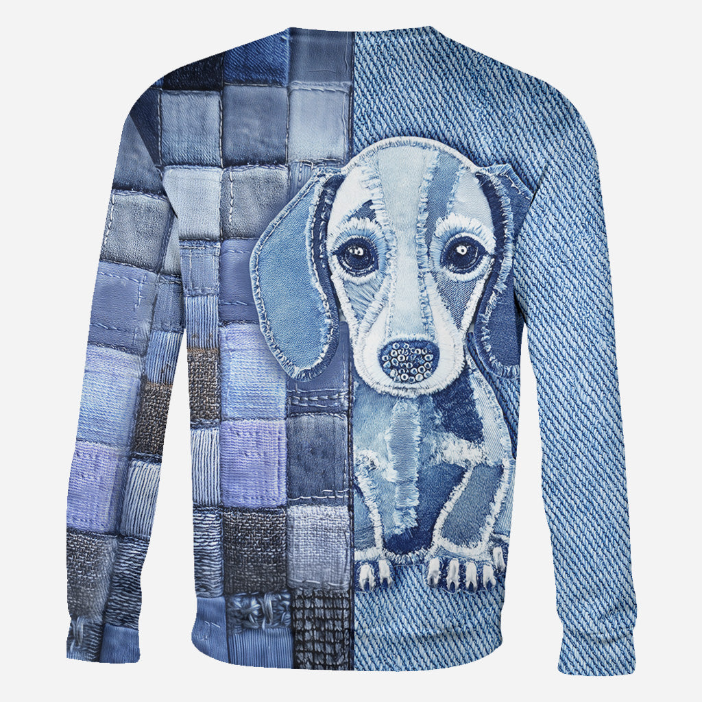 T-shirt personnalisé « J’adore les teckels » avec un chien.