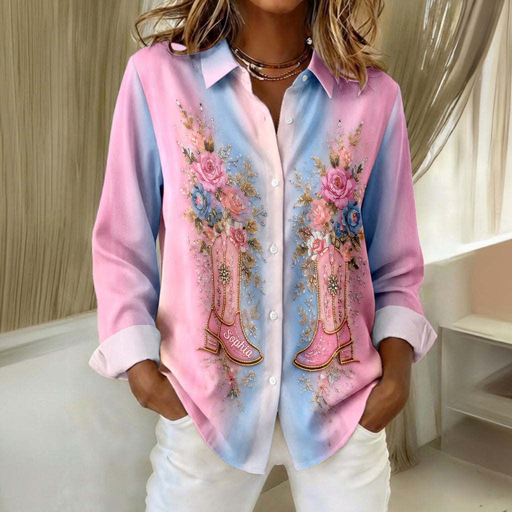 Cowgirl Siprit - Personalized Cowgirl Button-Up Shirt