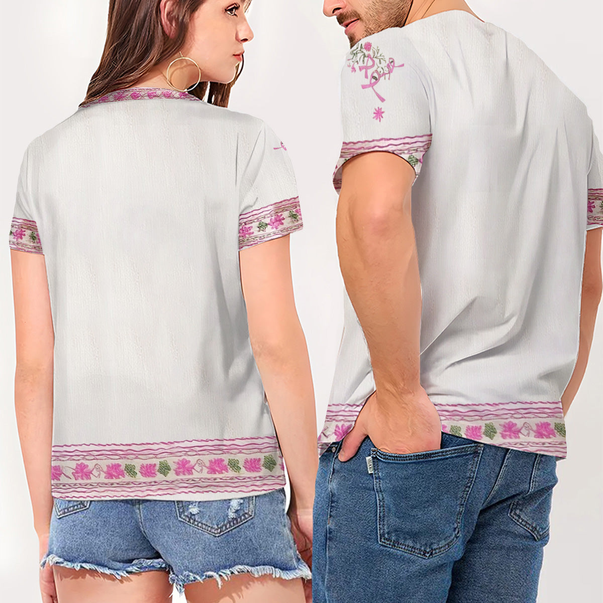 Check Your B, Mine Tried To Kill Me - Personalized Breast Cancer Awareness Fully Printed V-Neck T-Shirt