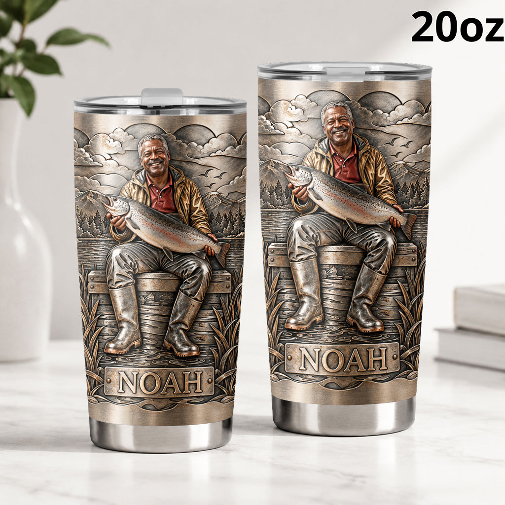 Fisherman With Big Fish - Personalized Fishing Tumbler