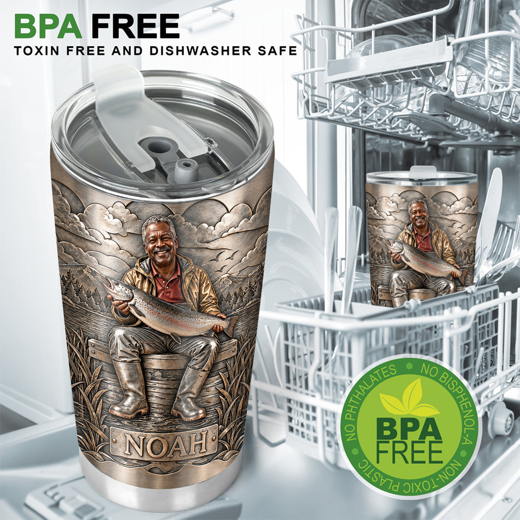 Fisherman With Big Fish - Personalized Fishing Tumbler